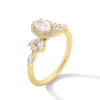 Thumbnail Image 3 of 1 CT. T.W. Oval Diamond Frame Leaf-Sides Vintage-Style Engagement Ring in 14K Gold