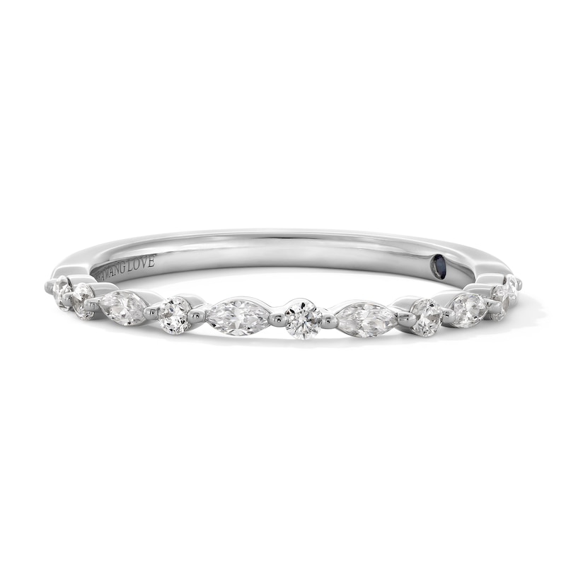 Main Image 1 of Vera Wang Love Collection 1/4 CT. T.W. Marquise and Round Diamond Alternating Anniversary Band in 14K White Gold