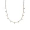Thumbnail Image 1 of Freshwater Cultured Pearl and White Lab-Created Sapphire Station Strand Necklace in Sterling Silver with 18K Gold Plate