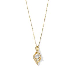 6.0mm White Lab-Created Sapphire Infinity Pendant in Sterling Silver with 18K Gold Plate
