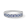 Thumbnail Image 1 of Blue and White Lab-Created Sapphire Ornate Bangle in Sterling Silver - 7.25"