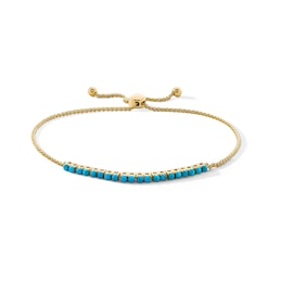 Turquoise Line Bolo Bracelet in Sterling Silver with 18K Gold Plate - 9.0"