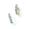 Thumbnail Image 1 of Turquoise and White Lab-Created Sapphire Alternating Hoop Earrings in Sterling Silver with 18K Gold Plate