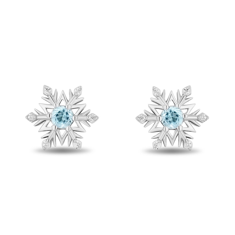 Main Image 6 of Enchanted Disney Elsa Blue Topaz and Druzy with Diamond Accent Snowflake Pendant and Earrings Set in Sterling Silver
