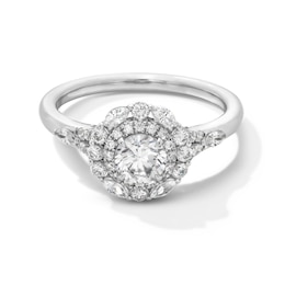 Vera Wang Love Collection 1 CT. T.W. Diamond Double Scallop Frame Engagement Ring in 14K White Gold