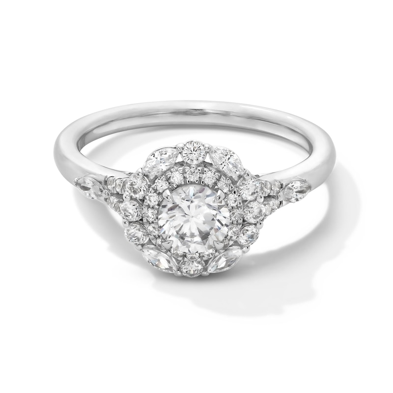 Main Image 1 of Vera Wang Love Collection 1 CT. T.W. Diamond Double Scallop Frame Engagement Ring in 14K White Gold