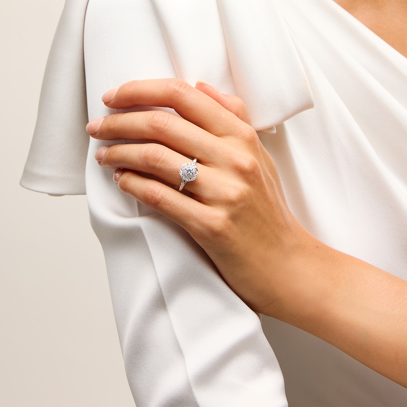 Main Image 2 of Vera Wang Love Collection 1 CT. T.W. Diamond Double Scallop Frame Engagement Ring in 14K White Gold