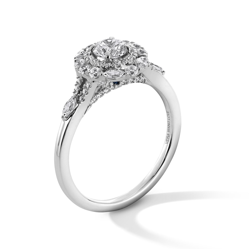 Main Image 3 of Vera Wang Love Collection 1 CT. T.W. Diamond Double Scallop Frame Engagement Ring in 14K White Gold