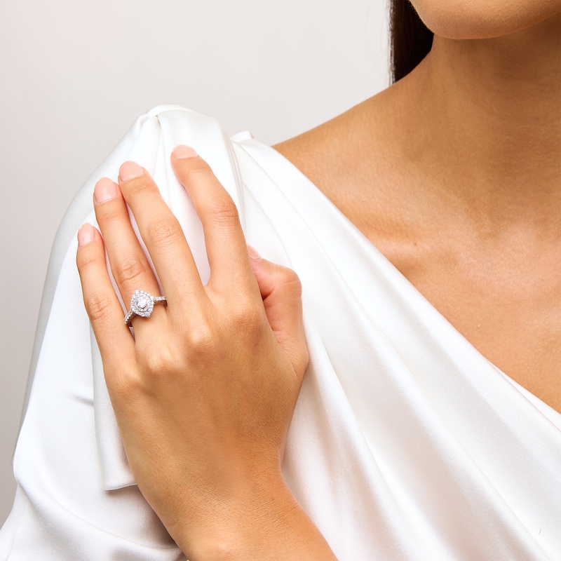 Main Image 2 of Vera Wang Love Collection 1-1/4 CT. T.W. Oval Diamond Double Marquise Frame Engagement Ring in 14K White Gold