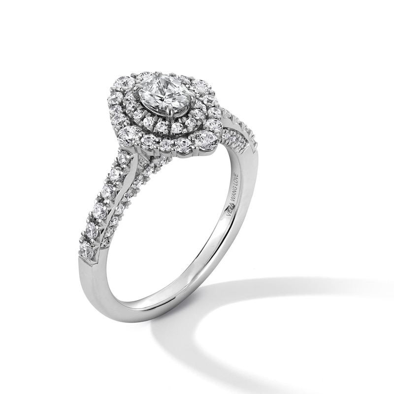 Main Image 3 of Vera Wang Love Collection 1-1/4 CT. T.W. Oval Diamond Double Marquise Frame Engagement Ring in 14K White Gold