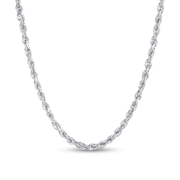 3.0mm Glitter Rope Chain Necklace in Solid 14K White Gold - 20"