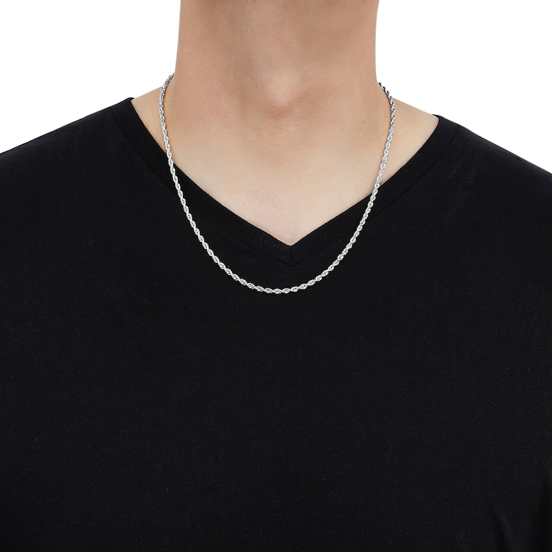 Main Image 2 of 3.0mm Glitter Rope Chain Necklace in Solid 14K White Gold - 20"
