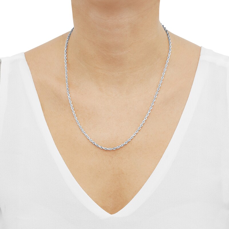Main Image 3 of 3.0mm Glitter Rope Chain Necklace in Solid 14K White Gold - 20"