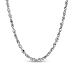 2.4mm Glitter Rope Chain Necklace in Solid 14K White Gold - 18"