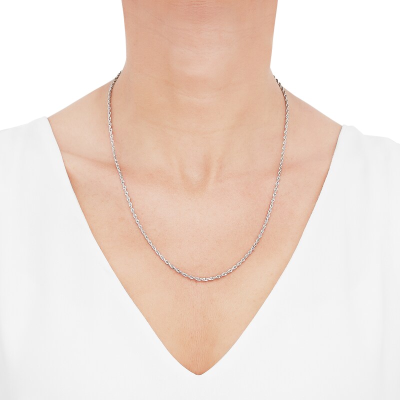 Main Image 2 of 2.4mm Glitter Rope Chain Necklace in Solid 14K White Gold - 18"