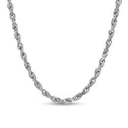 2.4mm Glitter Rope Chain Necklace in Solid 14K White Gold - 20"