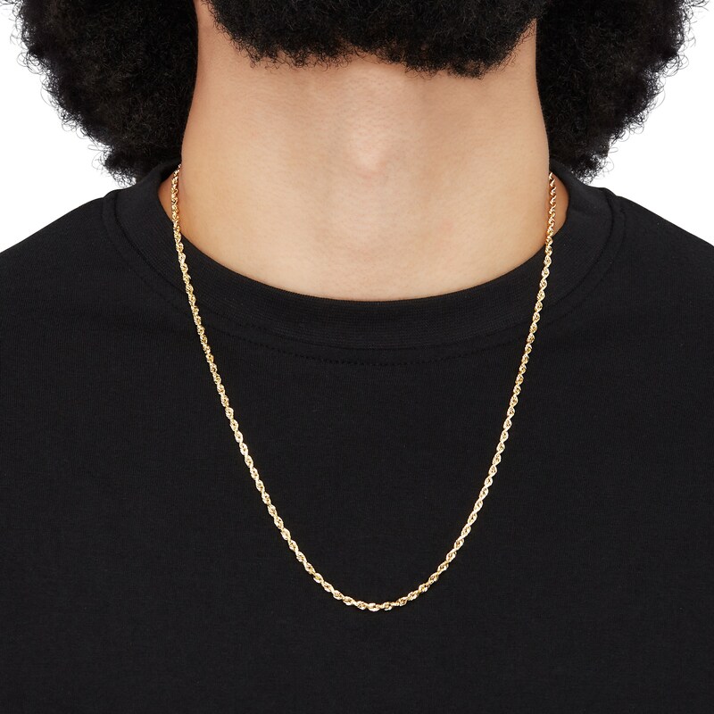 Main Image 2 of 3.0mm Glitter Rope Chain Necklace in Solid 14K Gold - 24"