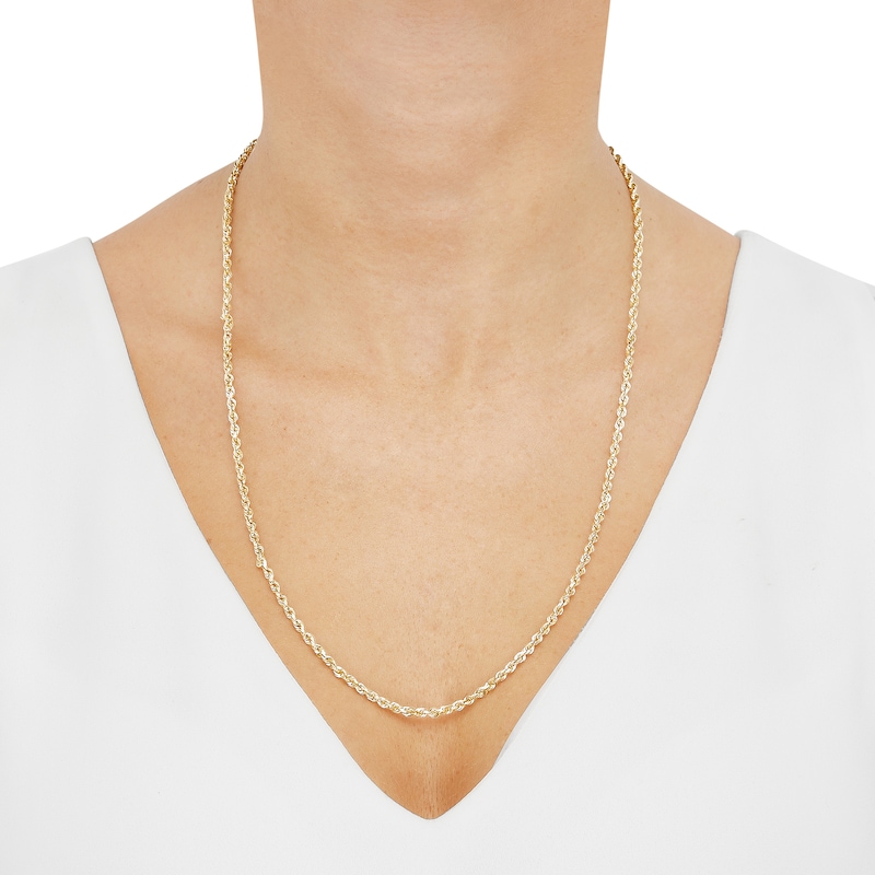 Main Image 3 of 3.0mm Glitter Rope Chain Necklace in Solid 14K Gold - 24"