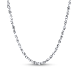 3.0mm Glitter Rope Chain Necklace in Solid 14K White Gold - 22"