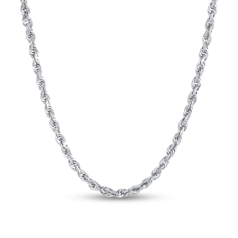 Main Image 1 of 3.0mm Glitter Rope Chain Necklace in Solid 14K White Gold - 22"