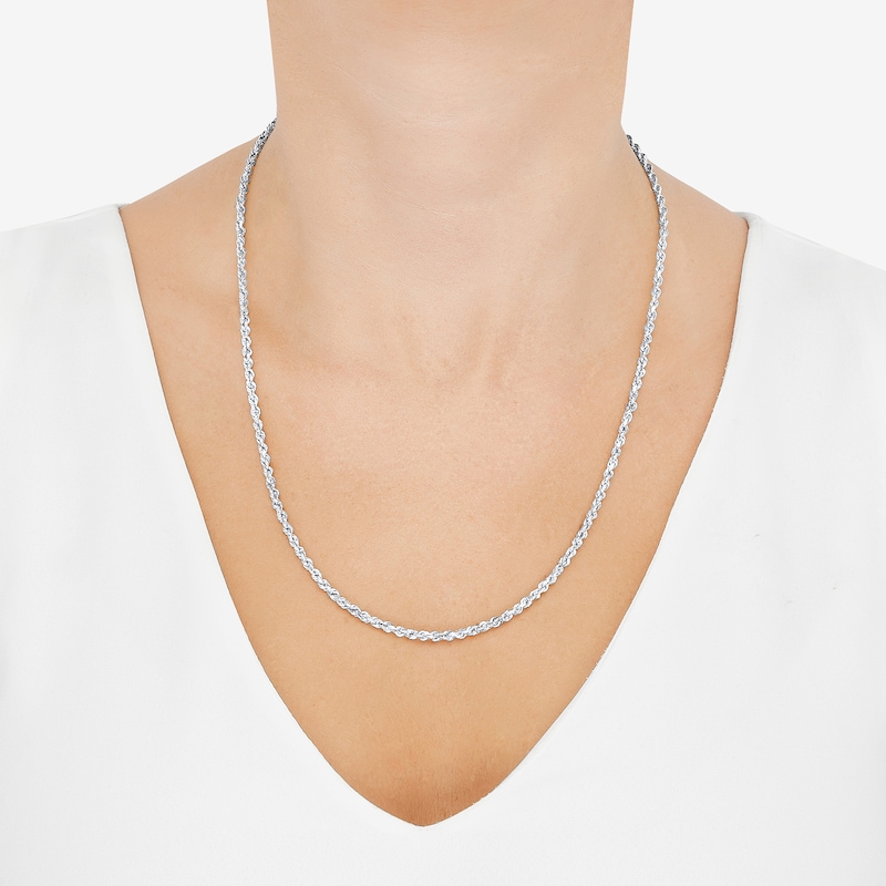 Main Image 2 of 3.0mm Glitter Rope Chain Necklace in Solid 14K White Gold - 22"