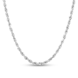 3.8mm Glitter Rope Chain Necklace in Solid 14K White Gold - 26”