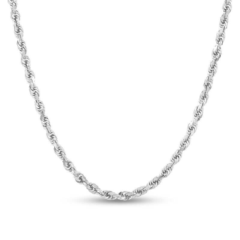 Main Image 1 of 3.8mm Glitter Rope Chain Necklace in Solid 14K White Gold - 26”