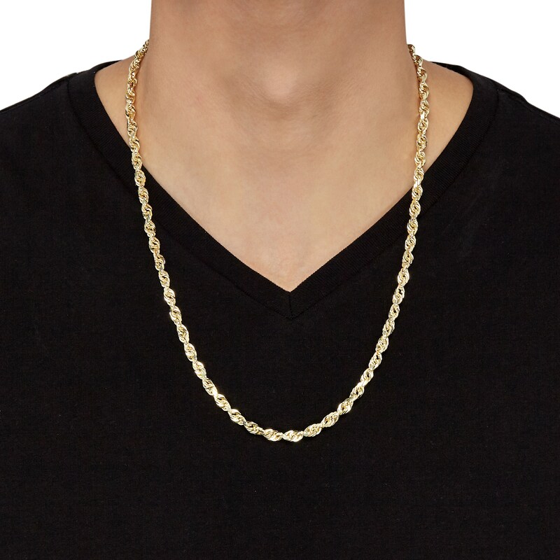 Main Image 2 of 5.5mm Glitter Rope Chain Necklace in Solid 14K Gold - 24”