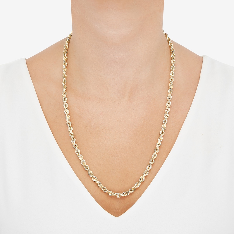 Main Image 3 of 5.5mm Glitter Rope Chain Necklace in Solid 14K Gold - 24”