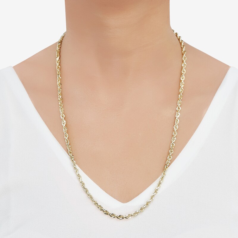 Main Image 3 of 4.4mm Glitter Rope Chain Necklace in Solid 14K Gold - 24”