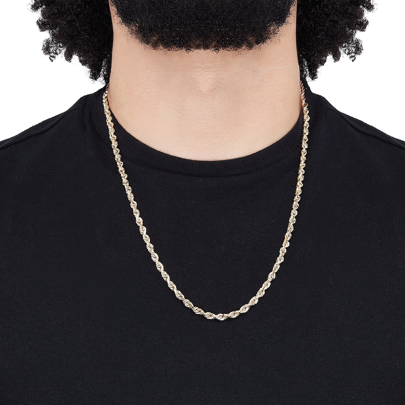 Main Image 4 of 4.4mm Glitter Rope Chain Necklace in Solid 14K Gold - 24”