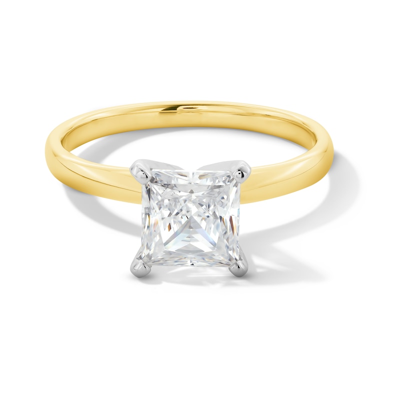 Main Image 1 of 1-1/2 CT. Princess-Cut Certified Lab-Grown Diamond Solitaire Engagement Ring in 14K Gold (F/VS2)