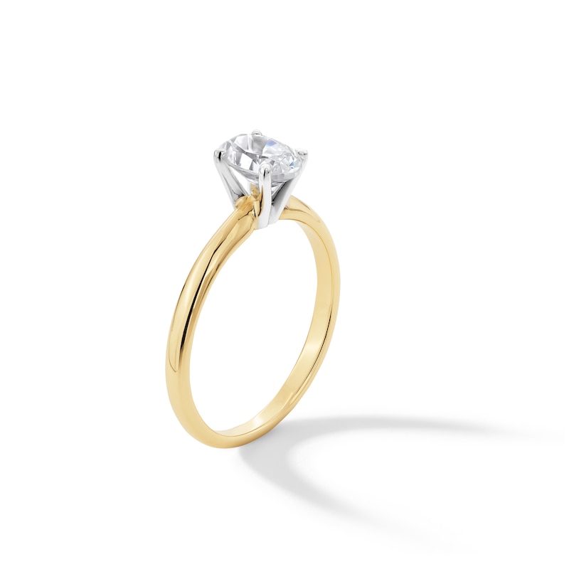Main Image 3 of 1-1/2 CT. Oval Certified Lab-Grown Diamond Solitaire Engagement Ring in 14K Two-Tone Gold (F/VS2)