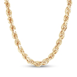 5.5mm Glitter Rope Chain Necklace in Solid 14K Gold - 22”