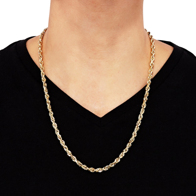 Main Image 2 of 5.5mm Glitter Rope Chain Necklace in Solid 14K Gold - 22”