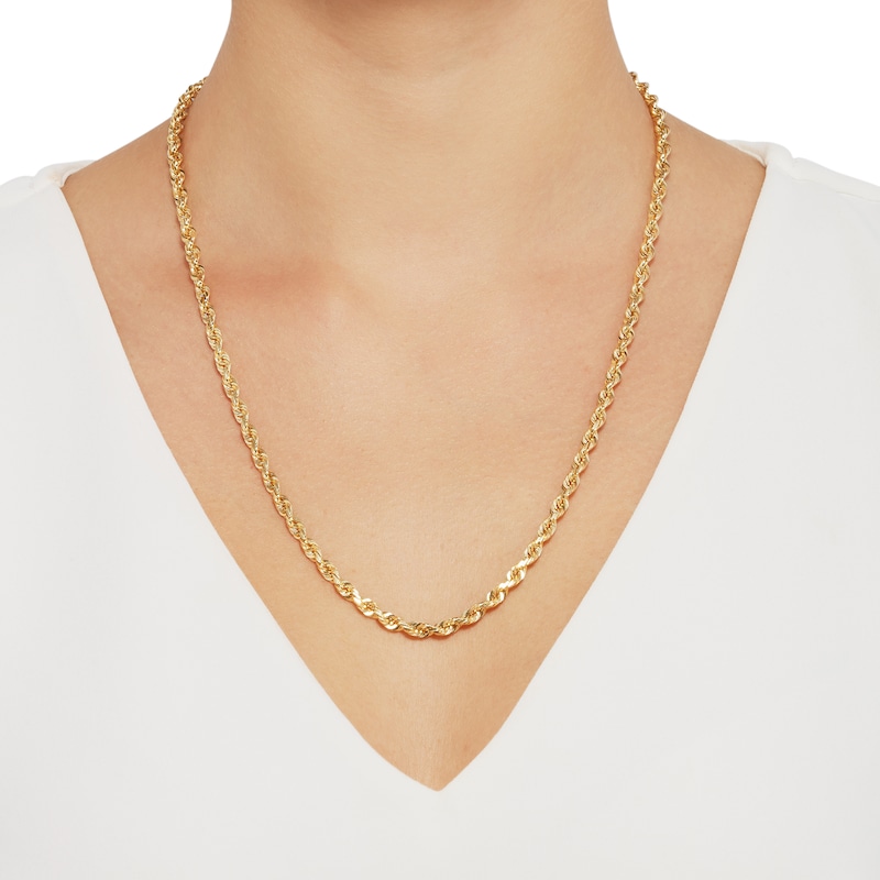 Main Image 3 of 5.5mm Glitter Rope Chain Necklace in Solid 14K Gold - 22”