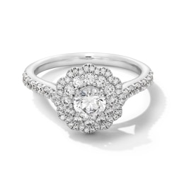 Vera Wang Love Collection 1-1/5 CT. T.W. Diamond Double Scallop Frame Engagement Ring in 14K White Gold