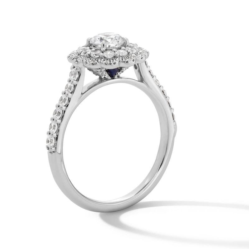 Main Image 3 of Vera Wang Love Collection 1-1/5 CT. T.W. Diamond Double Scallop Frame Engagement Ring in 14K White Gold