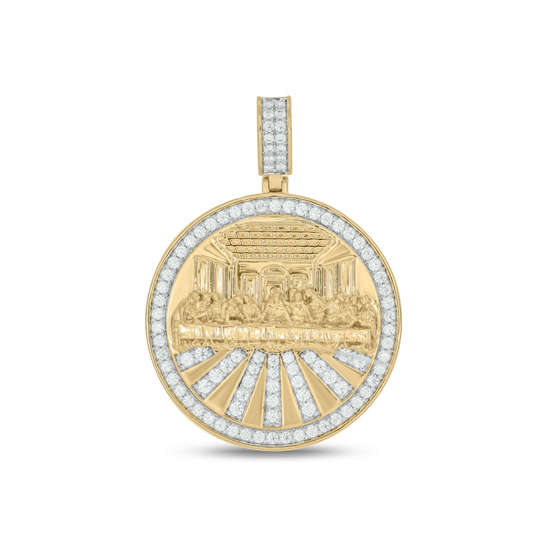 Main Image 1 of 1-1/2 CT. T.W. Diamond The Last Supper Medallion Necklace Charm in 10K Gold