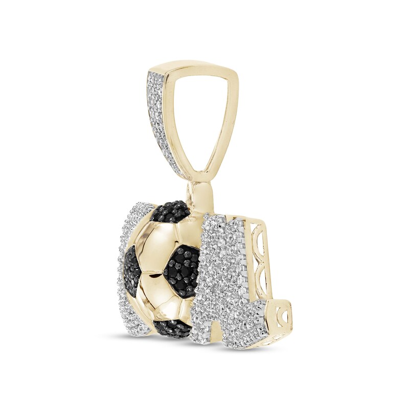 Main Image 2 of 1 CT. T.W. Black and White Diamond Soccer Ball "Goal" Necklace Charm in 10K Gold