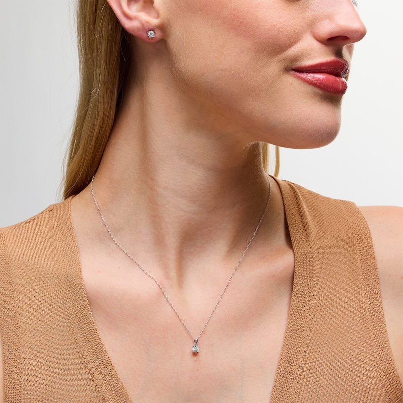 Main Image 2 of 1/4 CT. T.W. Certified Lab-Grown Diamond Miracle Solitaire Pendant and Stud Earrings Set in Sterling Silver (I/SI2)