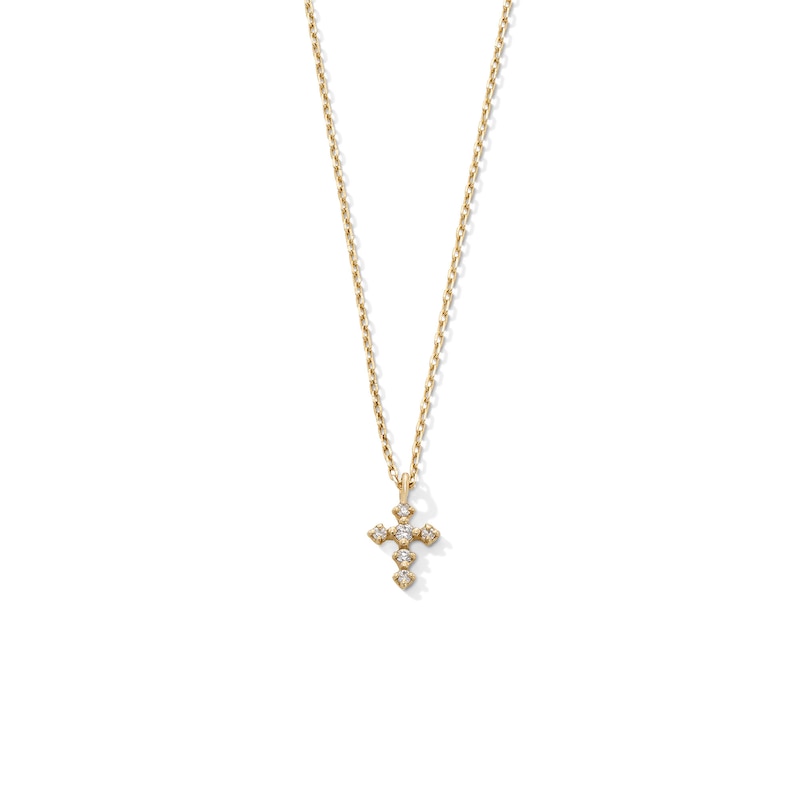 Main Image 1 of Lab-Grown Diamond Accent Cross Pendant in 10K Gold