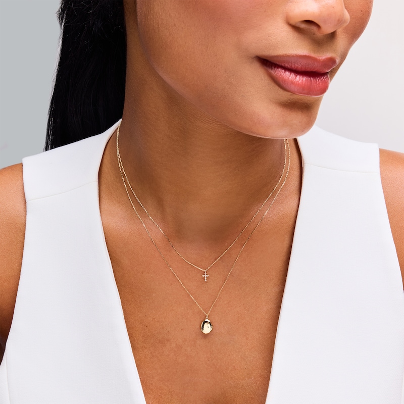 Main Image 2 of Lab-Grown Diamond Accent Cross Pendant in 10K Gold