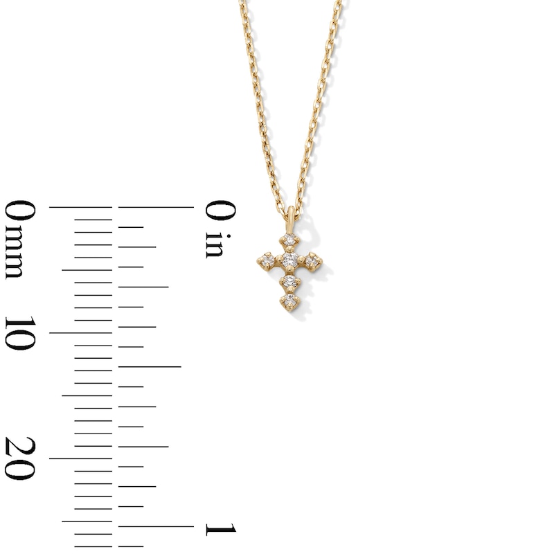 Main Image 3 of Lab-Grown Diamond Accent Cross Pendant in 10K Gold