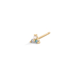 Lab-Created Opal and White Sapphire Stacked Trio Single Cartilage Stud Earring in 14K Gold