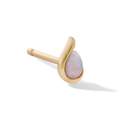 Pear-Shaped Opal Solitaire Flame Single Cartilage Stud Earring in 14K Gold