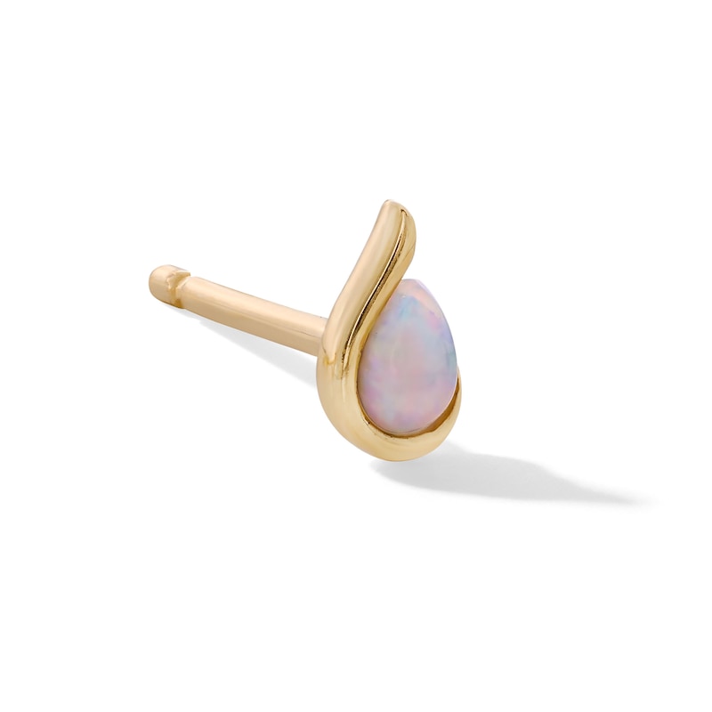 Main Image 1 of Pear-Shaped Opal Solitaire Flame Single Cartilage Stud Earring in 14K Gold