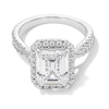 Thumbnail Image 1 of 4-3/4 CT. T.W. Emerald-Cut Certified Lab-Grown Diamond Frame Twist Shank Engagement Ring in 14K White Gold (F/VS2)