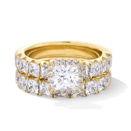 3-1/2 CT. T.W. Princess-Cut Certified Lab-Grown Diamond Frame Bridal Set in 14K Gold (F/VS2)