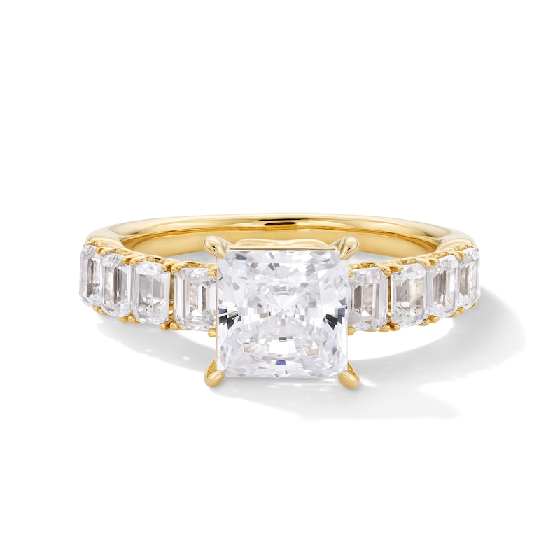 Main Image 1 of 3 CT. T.W. Princess and Emerald-Cut Certified Lab-Grown Diamond Engagement Ring in 14K Gold (F/VS2)